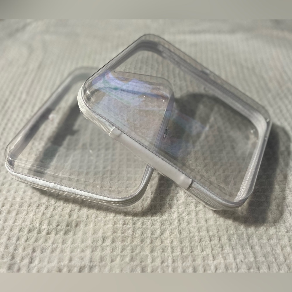 8 White Viral Clear and Hard Pencil Case for Storage